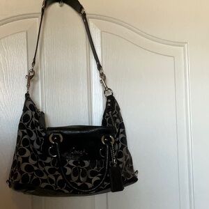 Coach Black Satchel with Metal Details